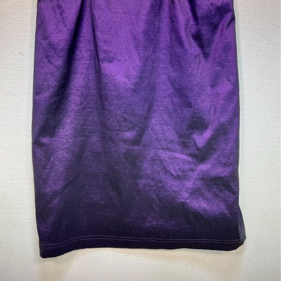 Dressbarn Collection Womens Cocktail Sheath Dress 10 Metallic Purple Ruched - Picture 5 of 11